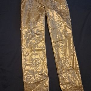 Gold and silver pants skinny festive holiday winter fall